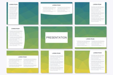 A4 boyutunda modern iş sunu şablonları kümesi. Soyut geometrik üçgen. Vektör tasarlamak