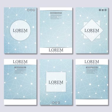 Vektör broşür şablonu, el ilanı, kapak dergi A4 boyutunda. Dna ve nöronlar yapısı molekül. Arka plan. Tıp, bilim, teknoloji.