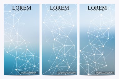 Modern vektör el ilanları kümesi. Molekül yapısı Dna ile arka plan ve nöronlar. Tıp, bilim, teknoloji afiş, kartı, web, sertifika.