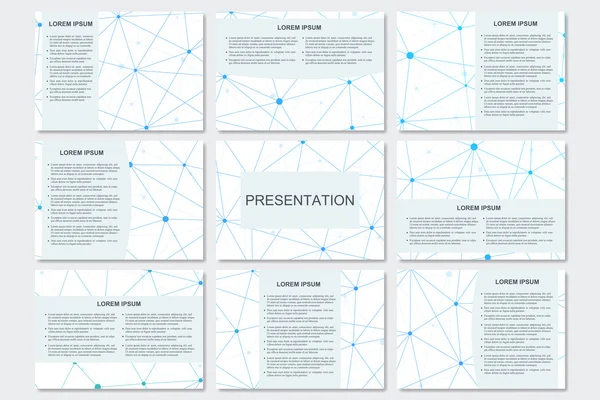 Satz moderner Präsentationsvorlagen im Format a4. Verbindungsstruktur. abstrakter Hintergrund mit Molekül Dna und Neuronen — Stockvektor