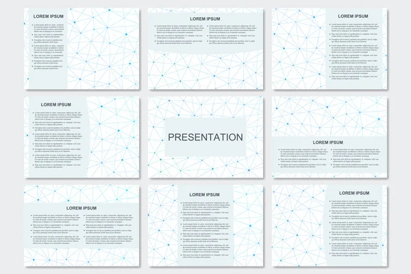 Conjunto de plantillas de presentación de negocios modernas en tamaño A4. Estructura de conexión. Fondo abstracto con ADN de molécula y neuronas — Vector de stock