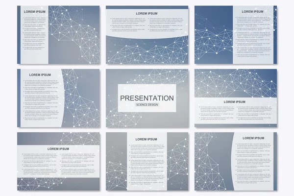 A4 크기에 현대 비즈니스 프레 젠 테이 션 템플릿 집합입니다. 연결 구조입니다. 분자 Dna와 신경 추상 배경 — 스톡 벡터