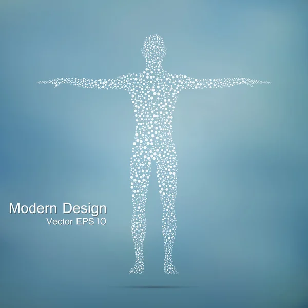 Estrutura molécula do homem. Modelo abstrato DNA do corpo humano. Medicina, ciência e tecnologia. Vetor científico para o seu projeto . —  Vetores de Stock