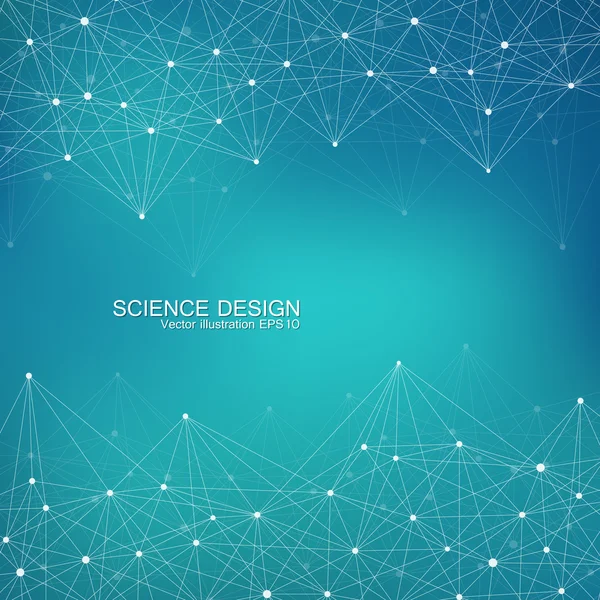 Estructura de la molécula de ADN y neuronas. Átomo estructural. Compuestos químicos. Medicina, ciencia, concepto tecnológico. Fondo abstracto geométrico. Ilustración vectorial para su diseño . — Vector de stock