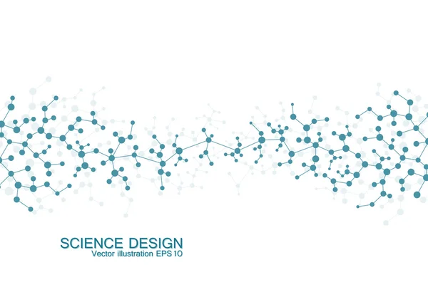 De molecule van de structuur van Dna en neuronen. Structurele atoom. Chemische verbindingen. Geneeskunde, wetenschap, technologie concept. Geometrisch abstracte achtergrond. Vectorillustratie voor uw ontwerp. — Stockvector