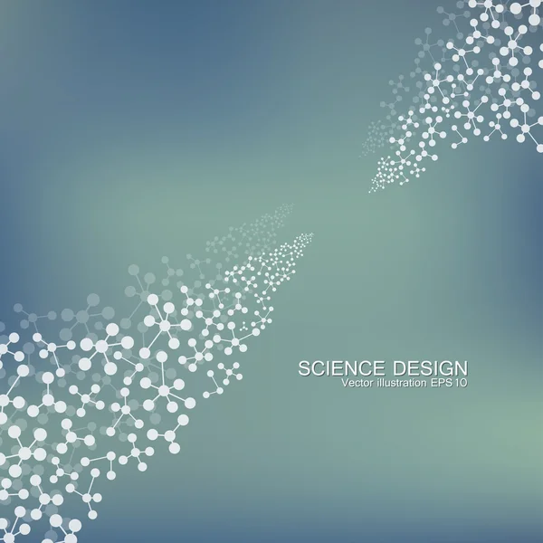 Estructura de la molécula de ADN y neuronas. Átomo estructural. Compuestos químicos. Medicina, ciencia, concepto tecnológico. Fondo abstracto geométrico. Ilustración vectorial para su diseño . — Vector de stock