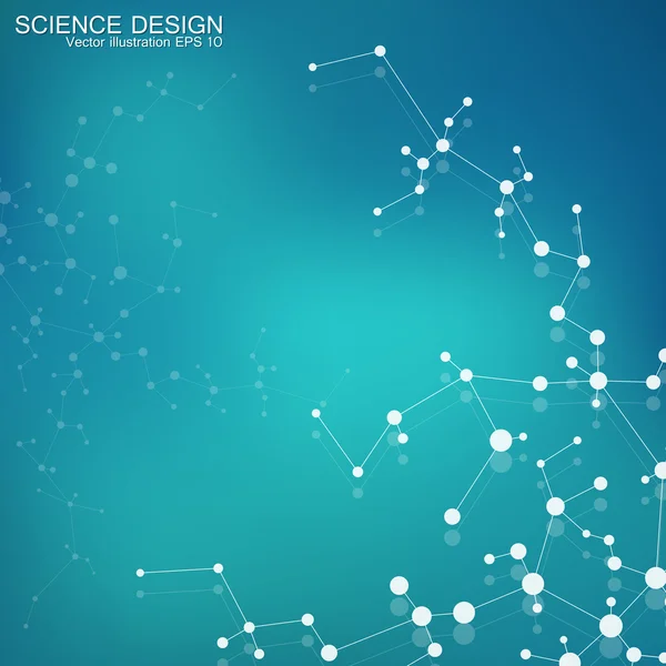 Estructura de la molécula de ADN y neuronas. Átomo estructural. Compuestos químicos. Medicina, ciencia, concepto tecnológico. Fondo abstracto geométrico. Ilustración vectorial para su diseño . — Vector de stock