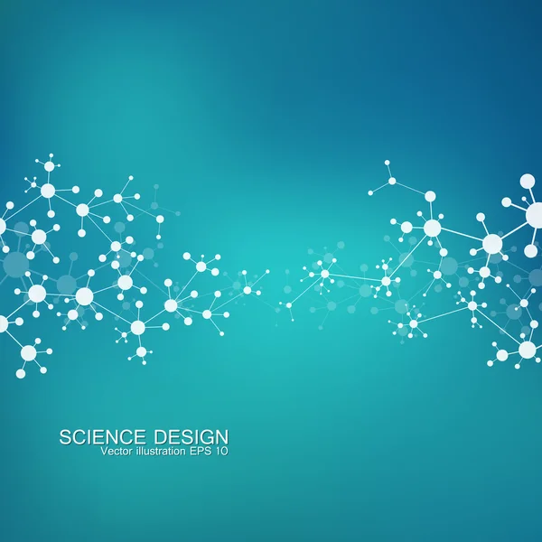 Estructura de la molécula de ADN y neuronas. Átomo estructural. Compuestos químicos. Medicina, ciencia, concepto tecnológico. Fondo abstracto geométrico. Ilustración vectorial para su diseño . — Archivo Imágenes Vectoriales