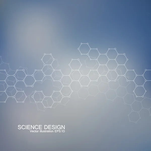 Estructura de la molécula de ADN y neuronas. Átomo estructural. Compuestos químicos. Medicina, ciencia, concepto tecnológico. Fondo abstracto geométrico. Ilustración vectorial para su diseño . — Vector de stock