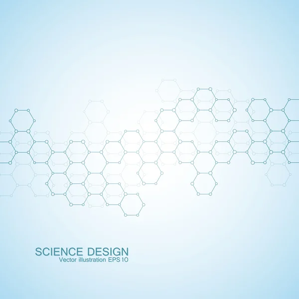 Estructura de la molécula de ADN y neuronas. Átomo estructural. Compuestos químicos. Medicina, ciencia, concepto tecnológico. Fondo abstracto geométrico. Ilustración vectorial para su diseño . — Vector de stock