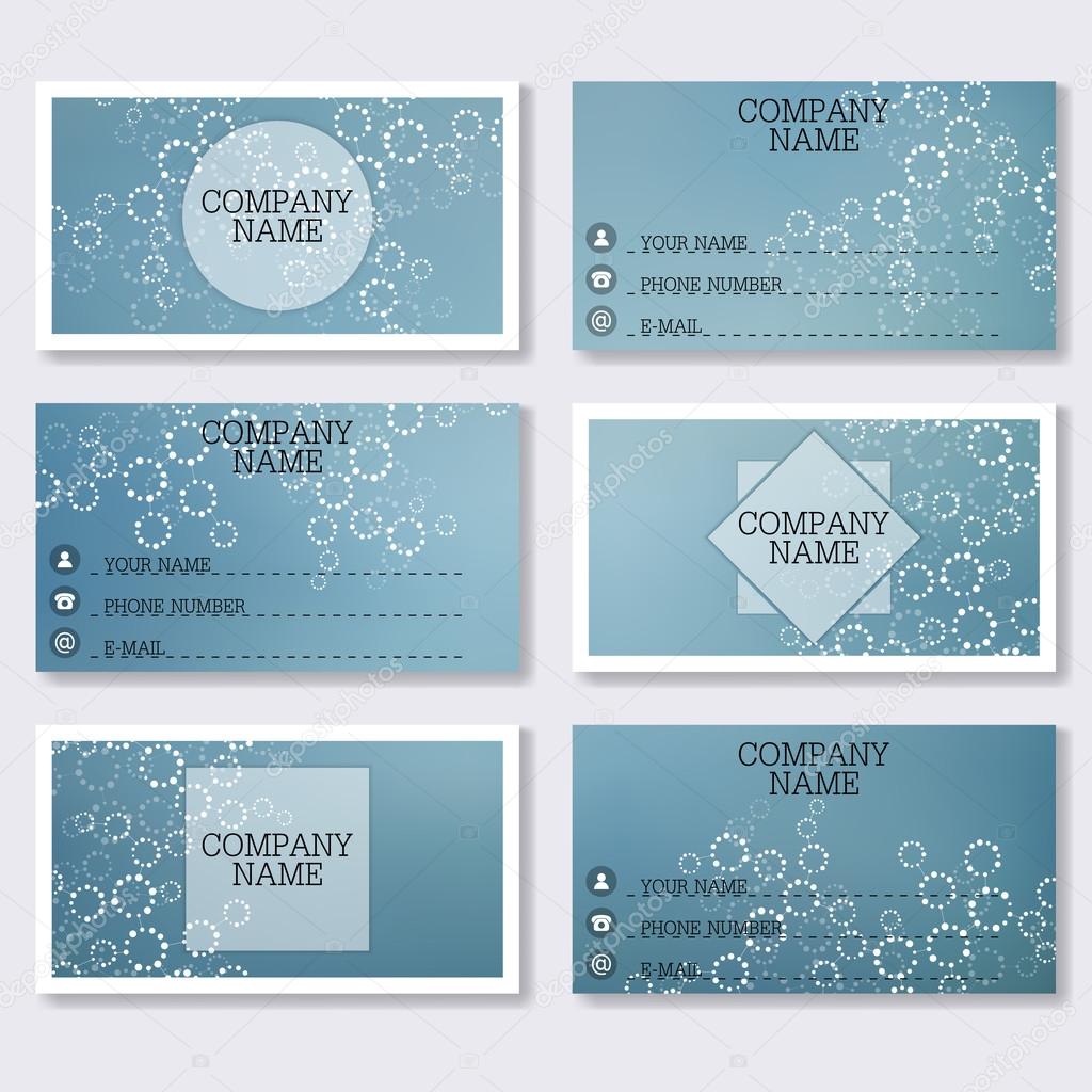 Set template of modern business visiting cards. Abstract background with molecule structure DNA and neurons. Medicine, science, technology. Vector illustration.