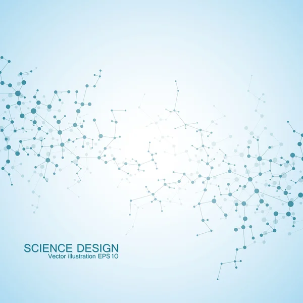 Estructura de la molécula de ADN y neuronas. Átomo estructural. Compuestos químicos. Medicina, ciencia, concepto tecnológico. Fondo abstracto geométrico. Ilustración vectorial para su diseño . — Vector de stock