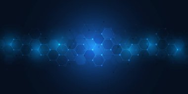 Moleküllerin soyut arka planı. Moleküler yapılar veya kimya mühendisliği, genetik araştırma, yenilik teknolojisi. Bilimsel, teknik veya tıbbi kavram.