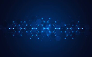 Moleküllerin soyut arka planı. Moleküler yapılar veya kimya mühendisliği, genetik araştırma, yenilik teknolojisi. Bilimsel, teknik veya tıbbi kavram.