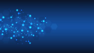 Moleküler yapıların soyut arka planı. Moleküller veya DNA ipliği, genetik mühendislik, sinirsel ağ, yenilik teknolojisi, bilimsel araştırma. Teknoloji, bilim ve tıp konsepti.