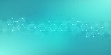 Soyut moleküllerin arka planı. Moleküler yapılar veya kimya mühendisliği, genetik araştırma, yenilik teknolojisi. Bilimsel, teknik veya tıbbi kavram.