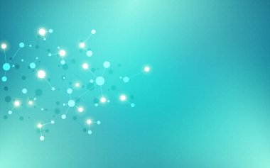 Moleküler yapı ve genetik mühendislik, moleküller DNA, sinirsel ağ, bilimsel araştırma. Yenilik teknolojisi, bilim, sağlık ve tıp için soyut bir arkaplan.