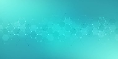 Soyut moleküllerin arka planı. Moleküler yapılar veya kimya mühendisliği, genetik araştırma, yenilik teknolojisi. Bilimsel, teknik veya tıbbi kavram.