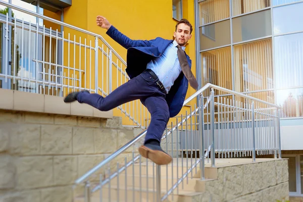 Businessman jumping. Business success concept