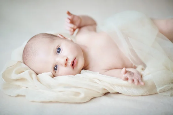 Retrato de recém-nascido adorável. Lindos olhos azuis . — Fotografia de Stock