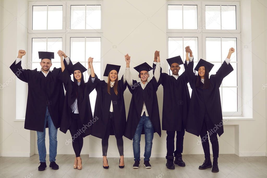 Successful univesity graduation, multiethnic group, team concept