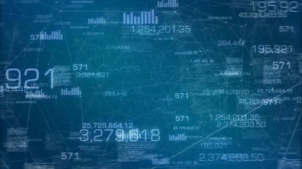Dados financeiros e números fling em um mundo virtual e comunicações . — Vídeo de Stock