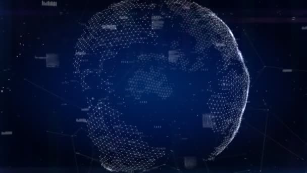 Egy virtuális föld kommunikációs kapcsolat látható az űrből. — Stock videók