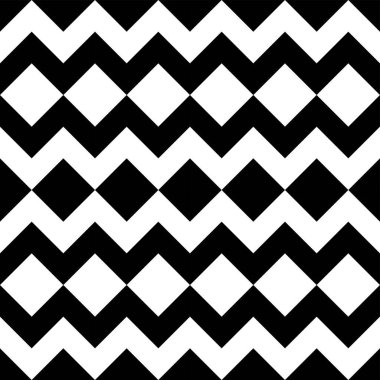Black and White Geometric Zigzag Diamond Pattern Vector Illustration