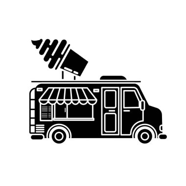Dondurma Kamyonu Yiyecek Simgesi Siluet Biçimli Vektör ResimleriName 