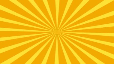 Merkezden yayılan yumuşak dönen ışınlarla sarı bir güneş patlamasının yumuşak ve yavaş çekim animasyonu..