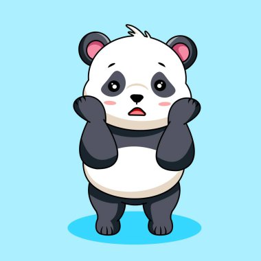 Şirin Panda Panik İfade Vektörü Çizgi Filmi Karakteri Kawaii