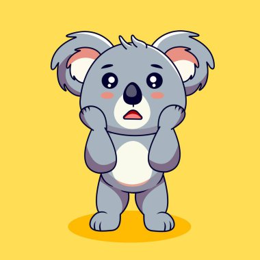 Şirin Koala Şok Edici Vektör Çizgi Film Tasarımı Kawaii
