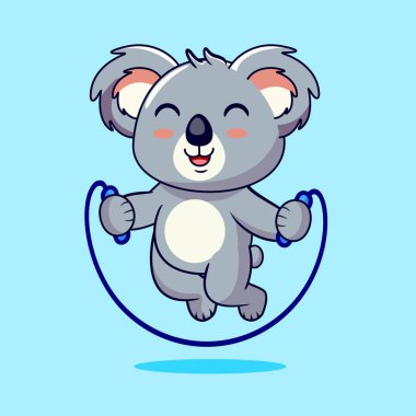 Mutlu Koala Atlama İpi Vektör İllüstrasyon Çizgi Film Tasarımı