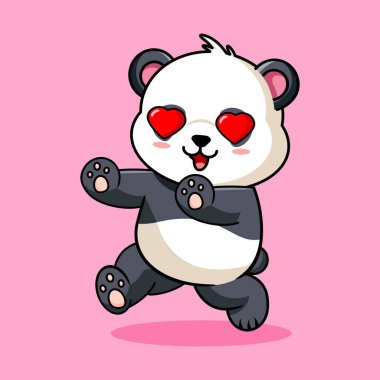 Tapılası Panda Ezici Vektör Çizgi Film Tasarımı Kawaii