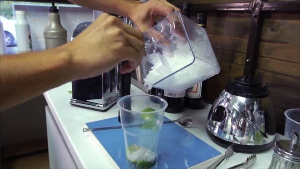 Процес приготування безалкогольних мохіто — стокове відео