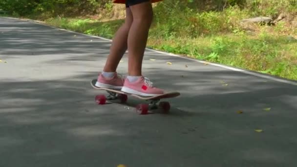 Skateboarding en el parque. Ocio activo al aire libre — Vídeos de Stock