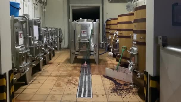 Винодельческий процесс на винодельне — стоковое видео