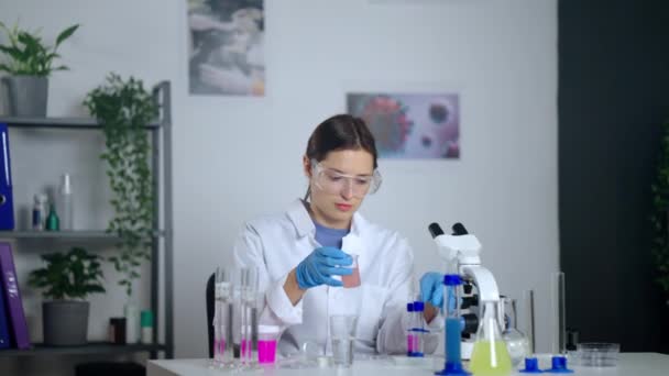 Recherche scientifique en laboratoire médical. Recherche de remède contre le coronavirus — Video