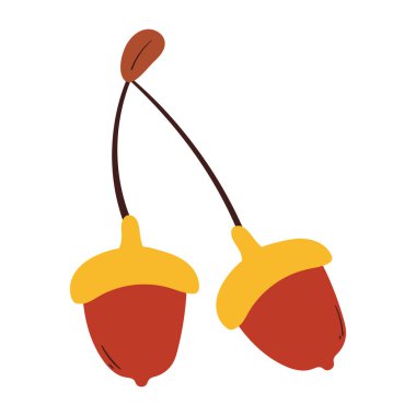 Sonbahar sezonu çıkartması ve simgesi için güzel bir palamut çizimi.