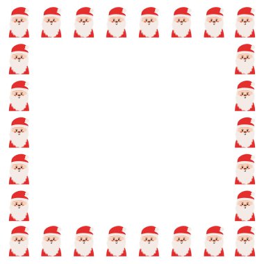 Noel Baba 'nın fotoğraf çerçevesi ve not defteri tasarımı için çizdiği karikatür çerçeveli şirin bir Noel çerçevesi sınırı.