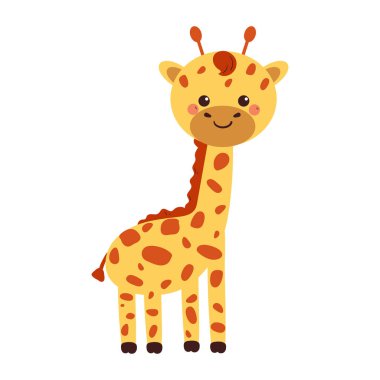 Güzel el çizimi zürafa. Güzel hayvan resmi çıkartması. zürafa etiketi