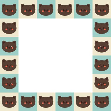 Sevimli çerçeve tasarımı el çizimi çizgi film kedisi. fotoğraf çerçevesi tasarımı. kare hayvan çerçeve tasarımı