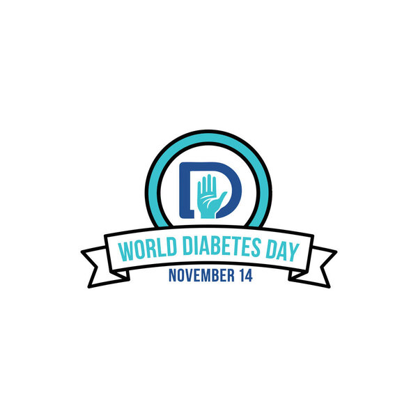 Blue circle logo with a hand inside the letter D, and a banner stating World Diabetes Day November 14.