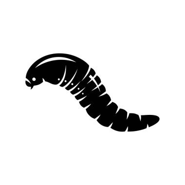 Beyaz arka planda segmentli tırtılın siyah silueti..