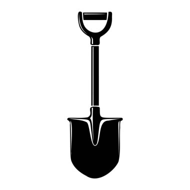 Beyaz arka planda d şeklinde saplı siyah bir kürek silueti..