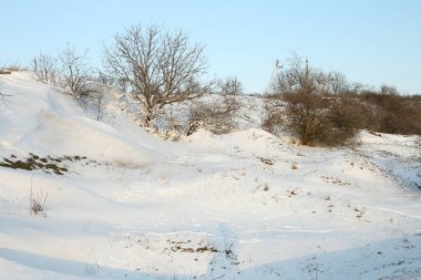 Karda yol olan güzel bir kış manzarası.