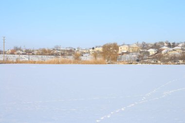 Karla kaplı ağaçlarla kaplı kış manzarası