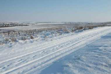 Kış manzarası, yol, yol ve kar
