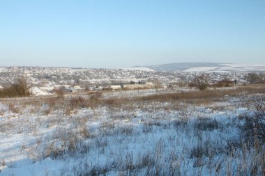 Karla kaplı ağaçlarla kaplı kış manzarası