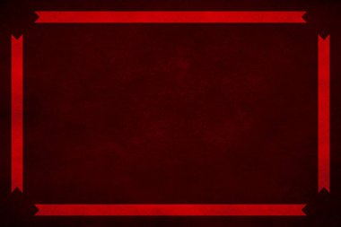 Koyu kırmızı grunge desen arka plan vignette her dört tarafında kırmızı kurdele süslemesi.